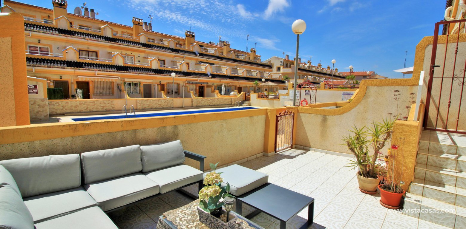 South facing 3 bedroom townhouse for sale Amapolas VII Playa Flamenca front terrace