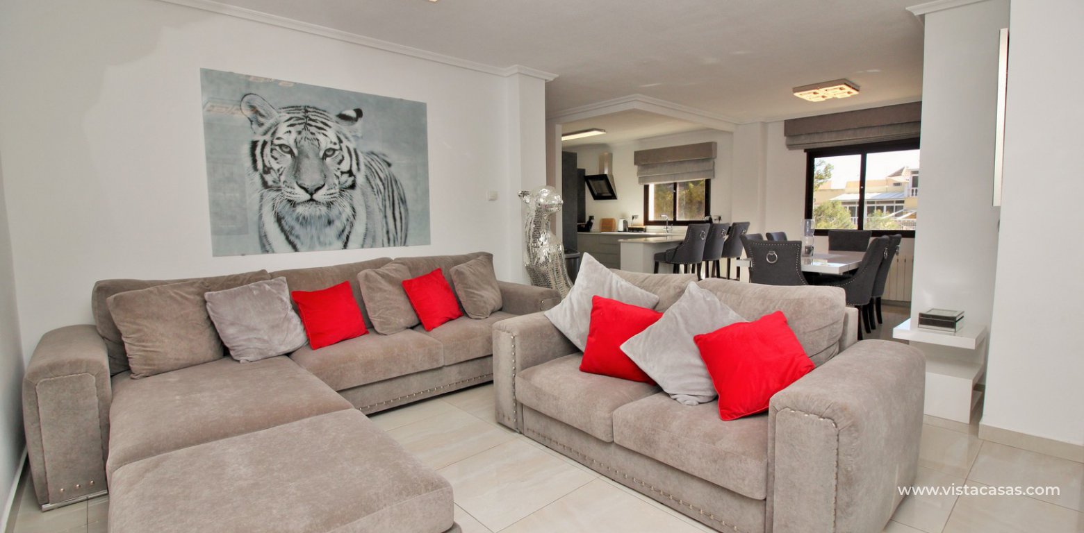 Modern 5 bedroom detached villa with private pool and large plot for sale Villamartin lounge