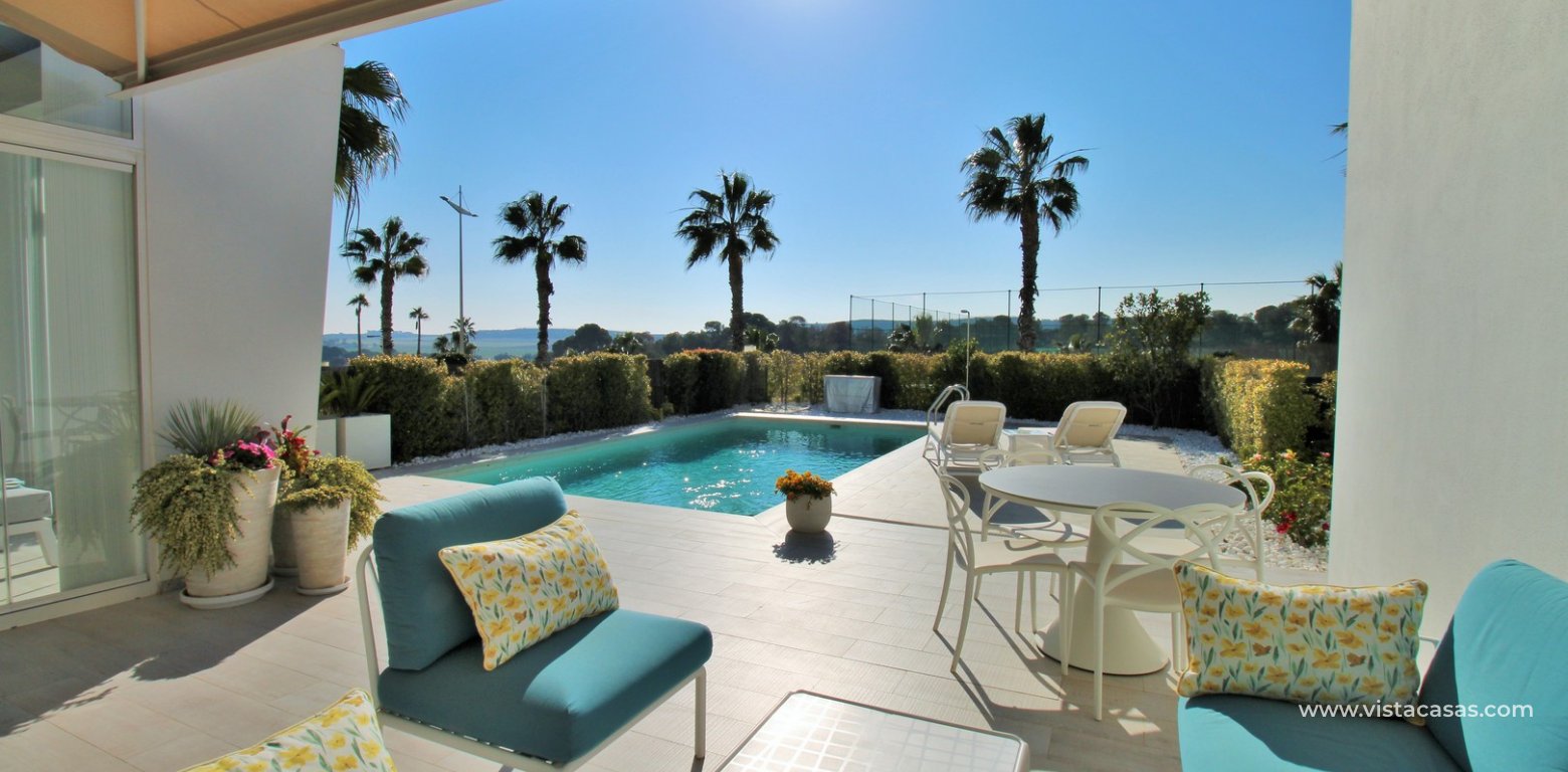 Modern detached villa for sale La Finca Golf Algorfa south facing terrace