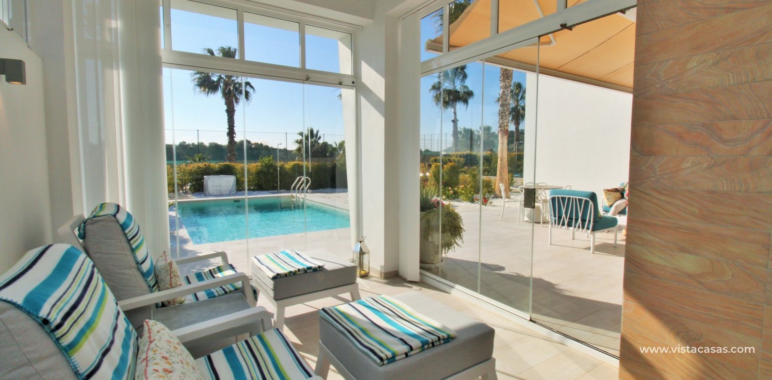 Modern detached villa for sale La Finca Golf Algorfa enclosed terrace 2