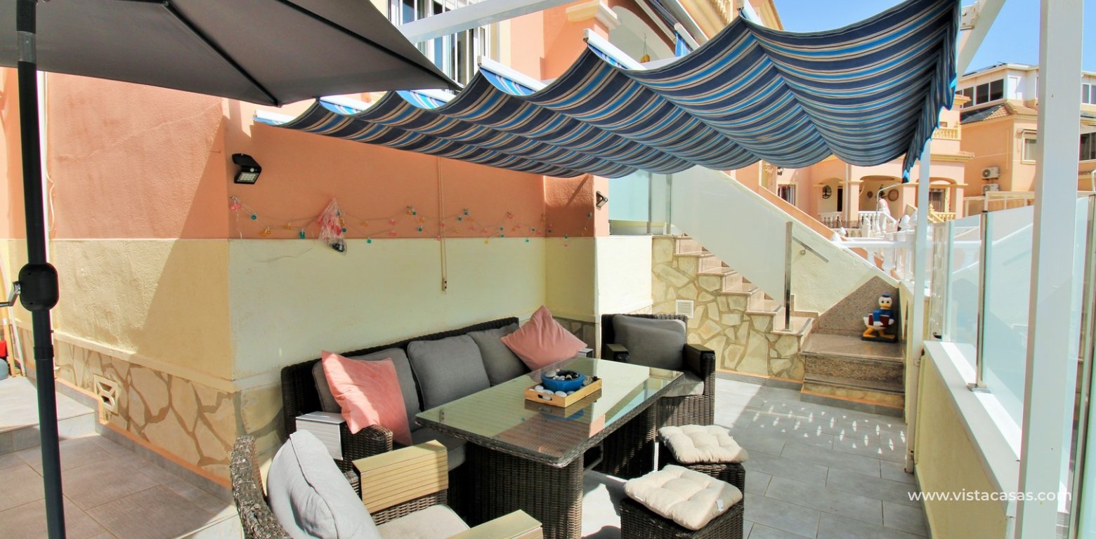 3-Bed Quad House in Playa Flamenca Near Zenia Boulevard tiled garden 3