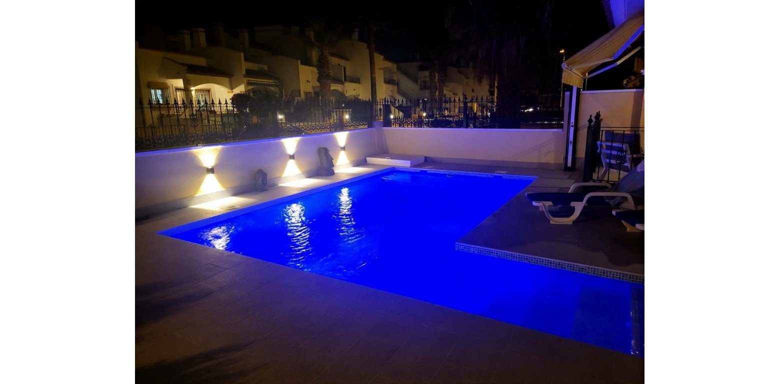 3 Bed Villa with Private Pool in Costa Flamenca Golf Los Dolses pool night