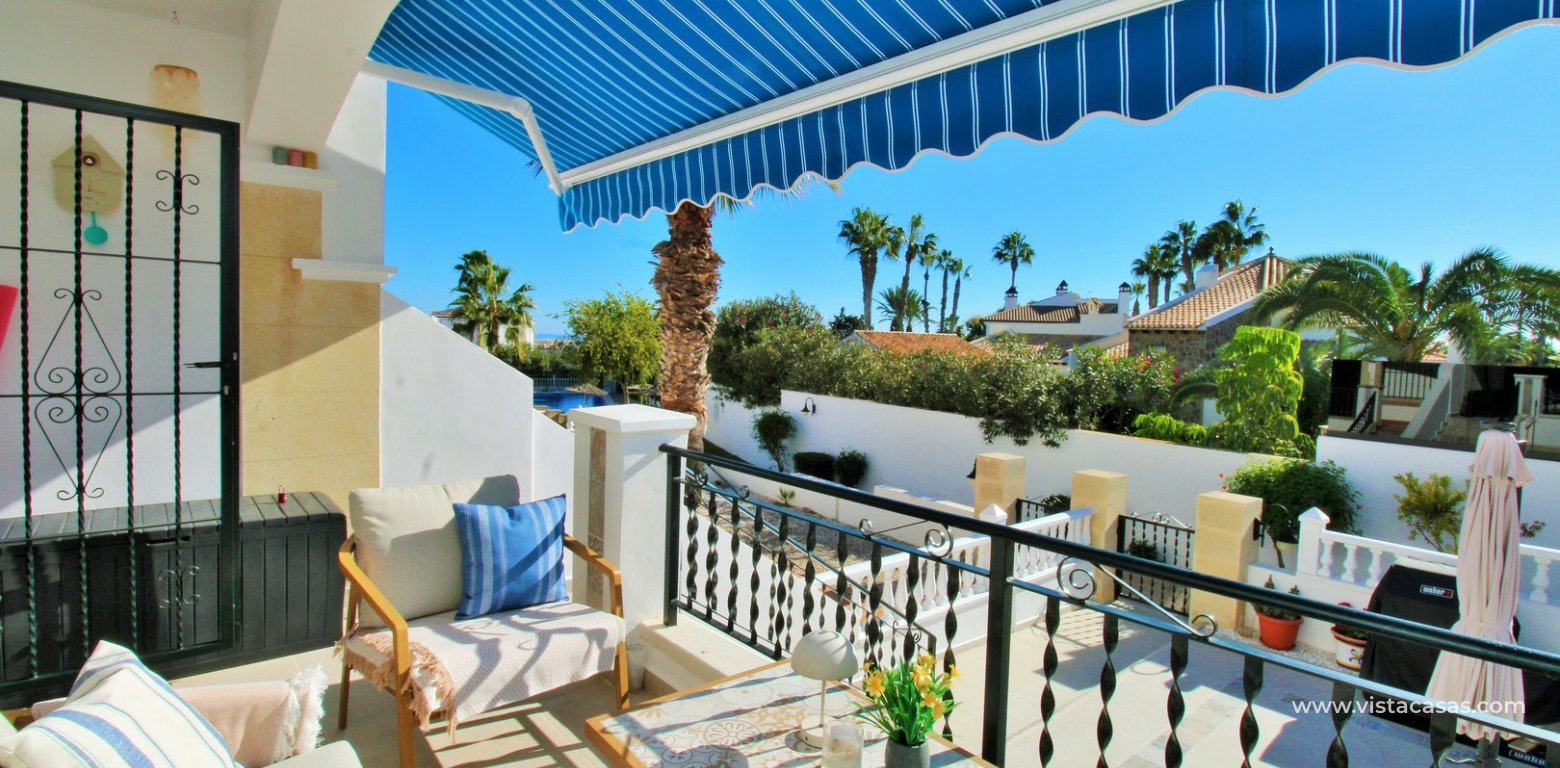 Sofia Townhouse with Sea & Pool Views For Sale in Las Violetas terrace pool view