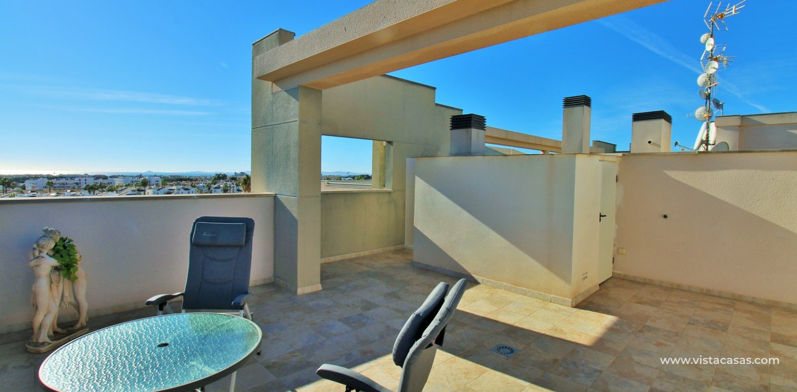 Penthouse with Sea & Mar Menor Views For Sale in Los Dolses roof terrace