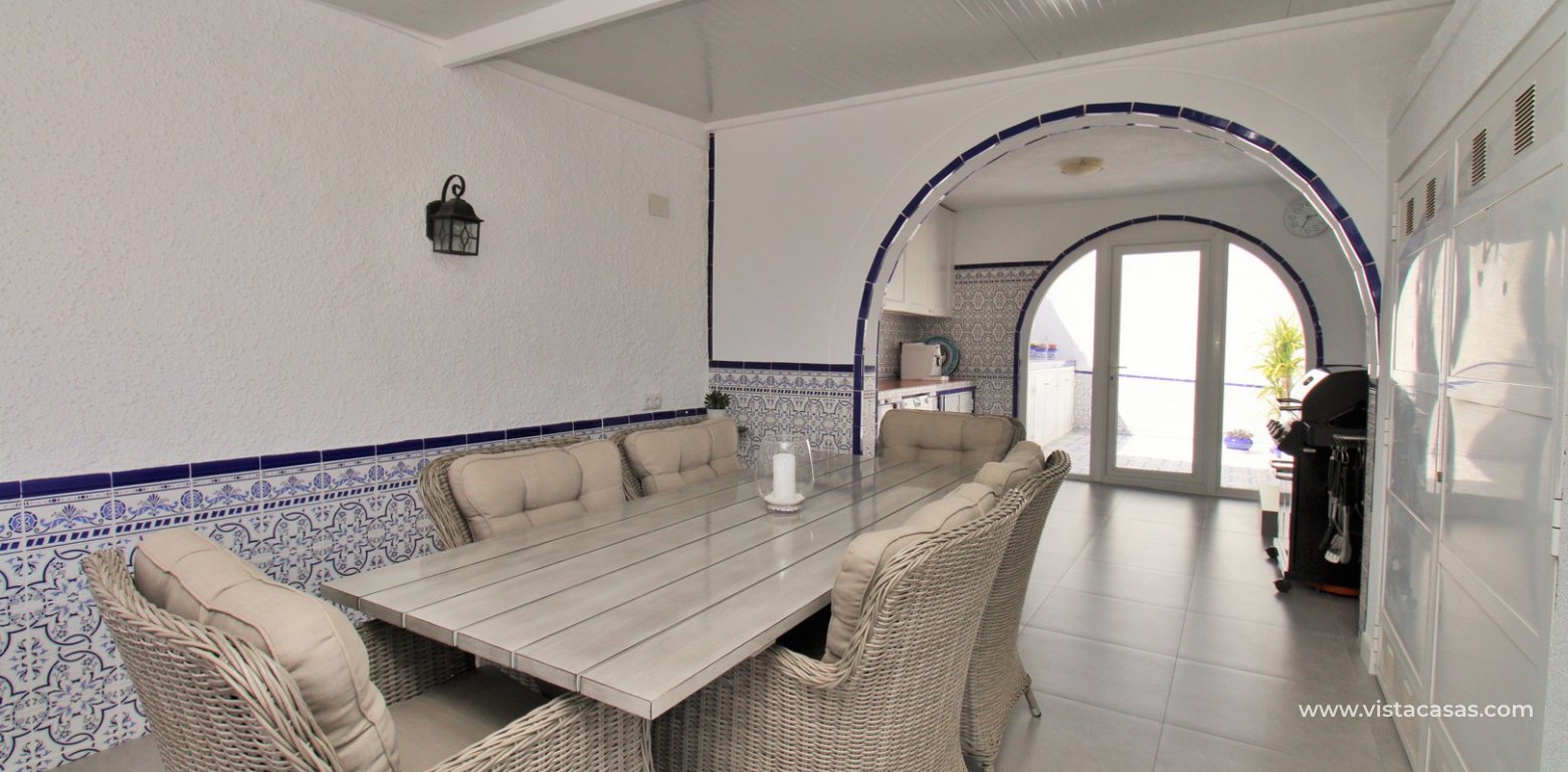 Sea View Villa with Heated Pool in Villamartin summer house dining area