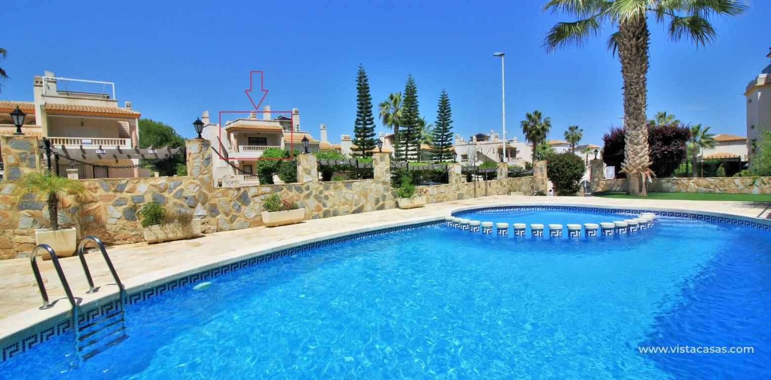 Top floor apartment for sale with garage in Las Ramblas golf Orihuela Costa pool view