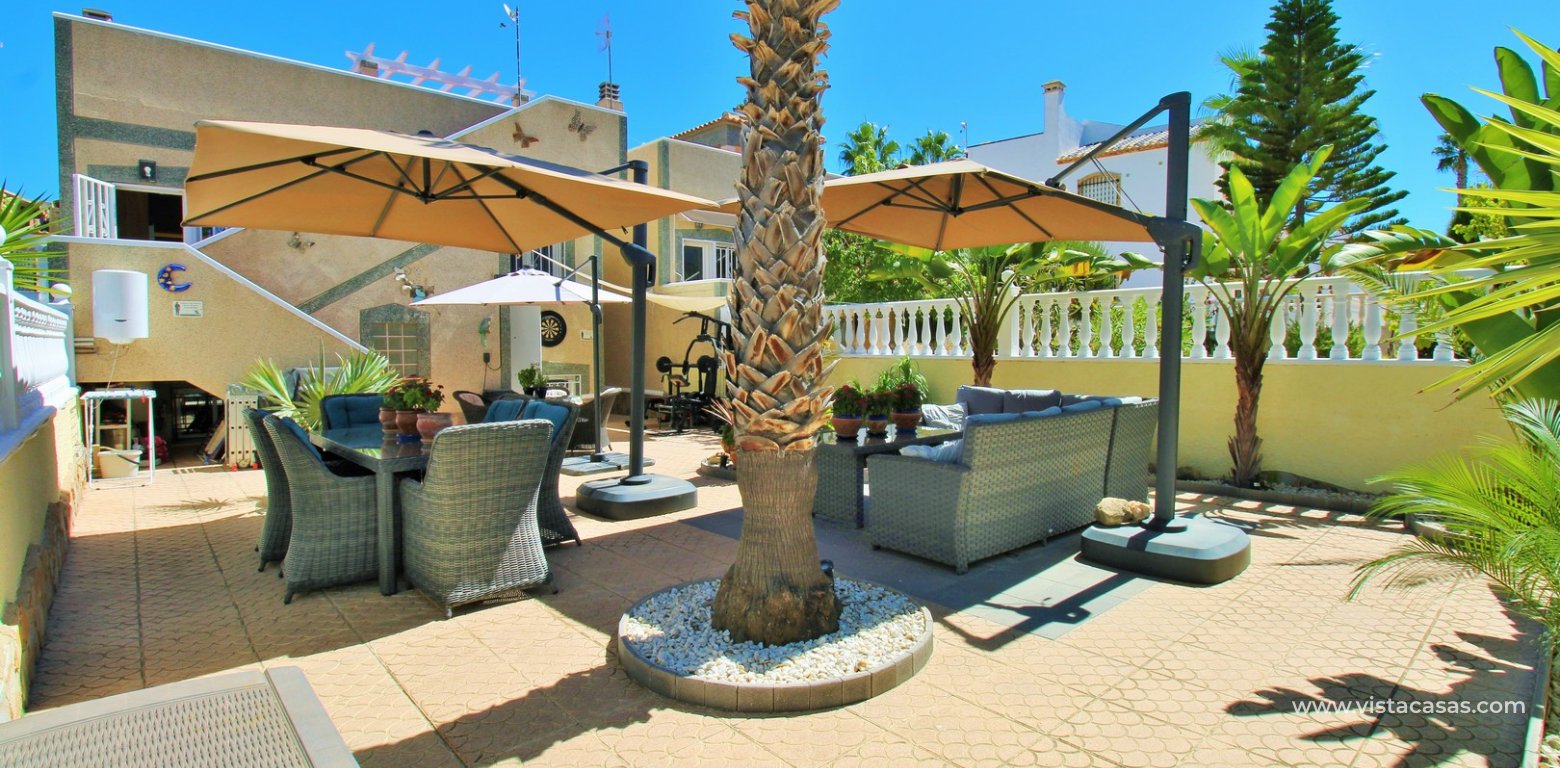 Fully renovated detached villa for sale in Las Violetas Villamartin rear garden