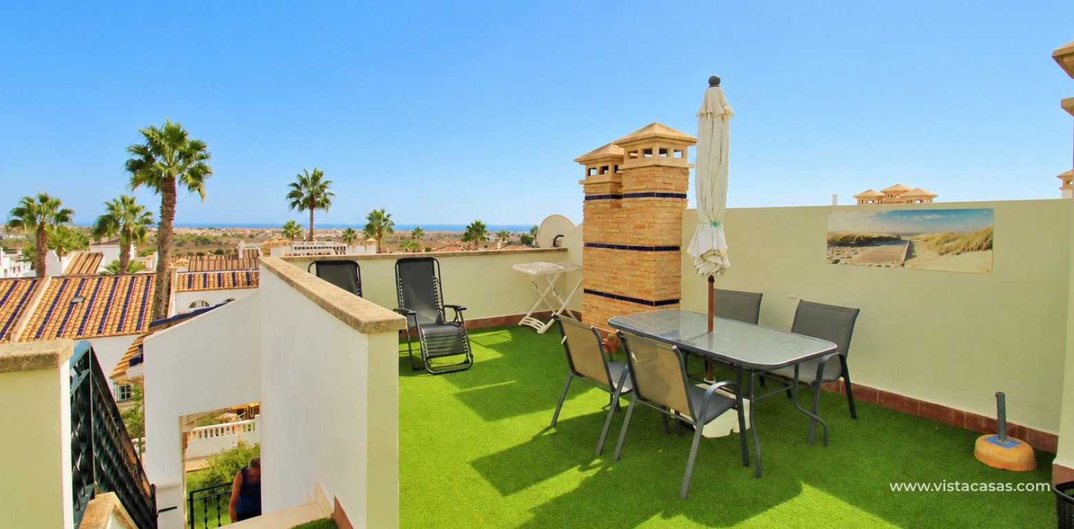 Top floor apartment with sea and pool views in for sale in Las Violetas Villamartin solarium